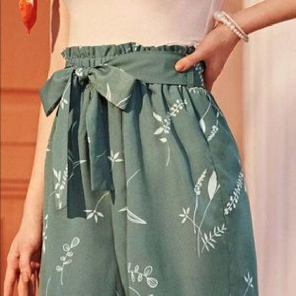 Boho Belted High Waist Pants Women Wide Leg Pants Pant Casual Loose Trousers - Picture 4 of 7